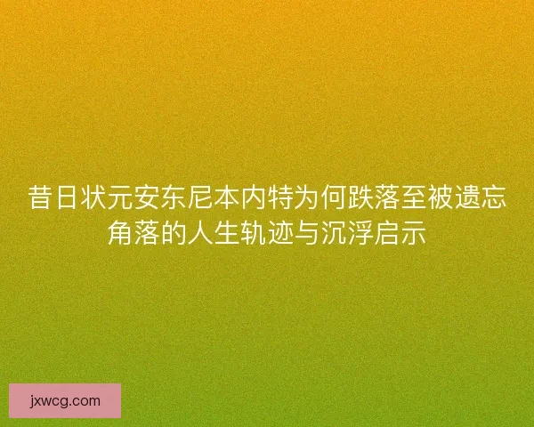 昔日状元安东尼本内特为何跌落至被遗忘角落的人生轨迹与沉浮启示