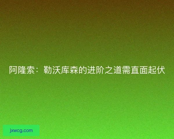 阿隆索：勒沃库森的进阶之道需直面起伏