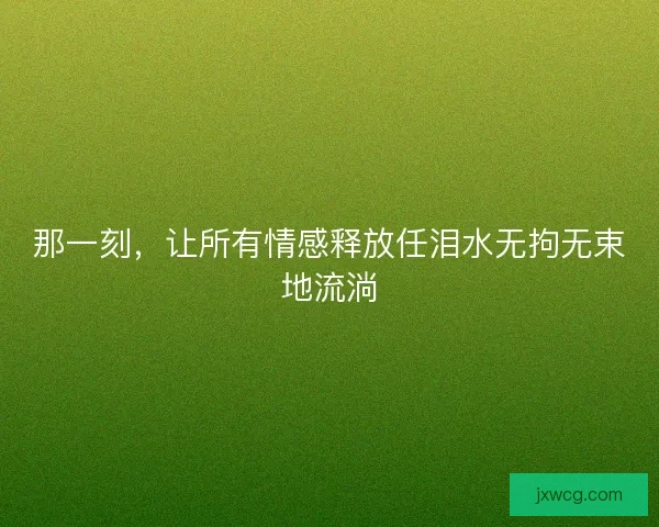 那一刻，让所有情感释放任泪水无拘无束地流淌